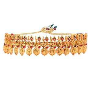 Fabricant indien Efulgenz bijoux religieux Laxmi collier ras du cou boucles d'oreilles ensemble plaqué or indien ensembles de bijoux pour les femmes - Product Image 2