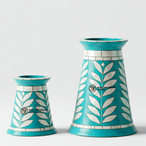 Un fournisseur indien propose un bougeoir fait à la main avec incrustation d'os vert, motif chevron, bougeoir décoratif - Product Image 3