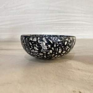 Bol en mosaïque de nacre fait à la main, bol en laque décorative noir et blanc en gros du Vietnam - Product Image 3