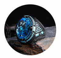 Anillo de Plata de Ley 925 con Incrustaciones de Piedras Naturales Negras Yemen Aqeeq, Estilo Turco Vintage para Bodas y Fiestas, de Lujo para Hombre, en Oferta