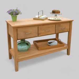 Cajón de mesa de consola para exteriores de madera de teca maciza sostenible Natural, exhibición de madera Real para gabinetes de sala de estar de granja, Buffet - Product Image 3