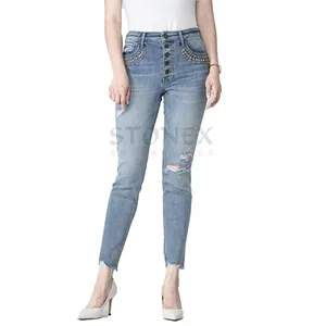 2023 Fashionable Wholesale Custom Butt Lift Push Up High Waist High Rise Straight Tight Women Denim Jeans