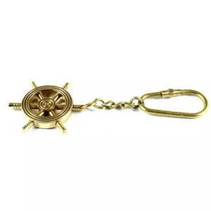 LLavero de latón náutico antiguo Vintage, llaveros con lazo de latón, llaveros de Sailor wheel - Product Image 2