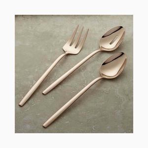 New Wholesale Party-ware Luxury 5 Piece Stainless Steel Designer Handle Cutlery with Round Modern Salad Server Set - Product Image 1