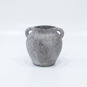 Vase en céramique artisanale rustique gris Curales avec poignée, pot décoratif de table, urne 25x26cm, vente en gros - Product Image 1