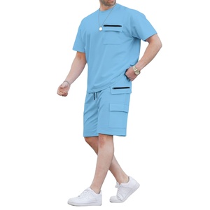 Survêtement d'été tricoté 100 % coton personnalisé unisexe, léger et décontracté, couleur unie, confortable, vêtement de sport et de loisirs 2027 - Product Image 1