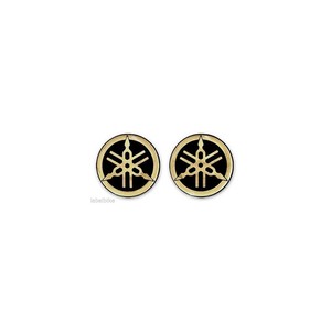 2 Adesivi in Resina 3D per Moto e Scooter Yamaha Diapason 50 mm Nero-Oro Accessori per Moto - Product Image 1