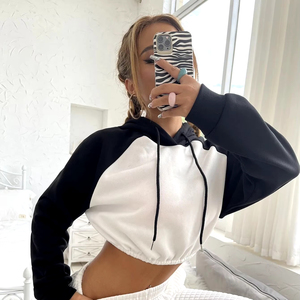 Sudaderas personalizadas para niñas, sudaderas con capucha de gran tamaño con hombros caídos, sudaderas con capucha baratas de Otoño de Color sólido para mujeres - Product Image 1