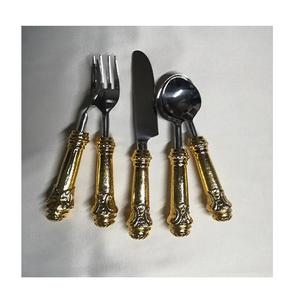 luxury cutlery set Wedding 5 pcs gold <b>flatware</b> sets metal handle spoon fork gold cutlery <b>flatware</b> set dinnerware <b>flatware</b> - Product Image 4