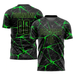 Maillot de football d'hiver personnalisé à manches longues avec col en néon noir et vert, meilleur design, prix de gros d'usine, vente directe - Product Image 1
