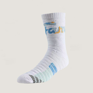 Custom High Crew Ankle Athletic Sports <b>Socks</b> for Men Anti-Slip <b>Grip</b> Compression Youth <b>Socks</b> Grey Green Bottom OEM Logo Design - Product Image 2