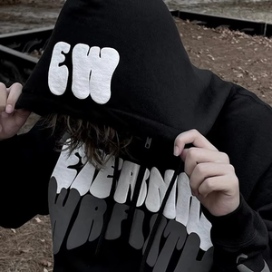 Sudadera con capucha unisex de algodón 100% personalizada, ecológica, con cremallera completa, de felpa francesa gruesa para invierno, con bolsillo y estampado 3D en relieve, directamente del fabricante. - Product Image 3