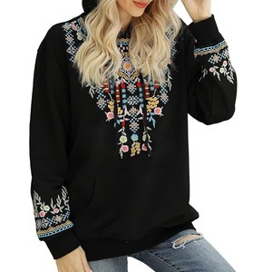 Derniers modèles Sweats à capuche brodés pour femmes Respirant Confortable Anti-rides Tarif abordable Sweats à capuche brodés à manches complètes - Product Image 5