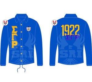 เสื้อแจ็คเก็ตโค้ชปักลายชมรมนักเรียนหญิงซิกมาแกมมาโร |   เสื้อแจ็คเก็ตโค้ชไลน์แบบสั่งทำพิเศษสำหรับผู้หญิง ปักลาย SGRho Sorority - Product Image 5