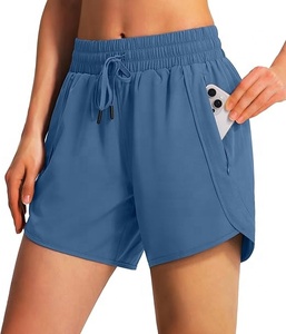 Shorts de sport décontractés pour femmes, taille haute, séchage rapide, légers, avec poches zippées, UPF 50+ - Product Image 4