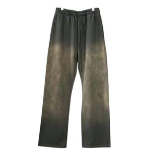 Ensemble de pantalons de survêtement et sweat à capuche 450 GSM Pantalon de survêtement vintage teinté à l'acide épais polaire blanc uni droit jambe large - Product Image 2