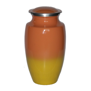Urnas de cremación para adultos de aluminio de alta calidad con acabado de Color amarillo naranja para cenizas humanas Suministros funerarios de metal - Product Image 1