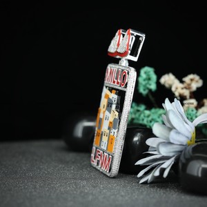 Pendentif fantaisie en moissanite taille brillant rond, en argent sterling 925, avec émail, par Phoenix Enterprise, bijoux hip-hop - Product Image 5