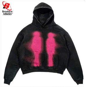 Vintage Acid Wash Pullover <b>Hoodie</b> <b>for</b> <b>Men</b> <b>Oversized</b> Streetwear <b>for</b> Winter Made of Polyester/Cotton Plain Dyed - Product Image 2