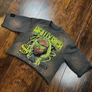 Tops à manches personnalisés pour hommes et femmes, style punk rock hip hop, imprimé graphique de dessin animé, t-shirt surdimensionné Harajuku - Product Image 4