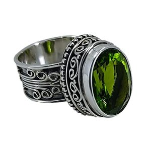925 Sterling Silver Boho August Birthstone <b>Ring</b> Handmade with Peridot <b>Quartz</b> Oval Cut Perfect Gift for Her Birthday - Product Image 1