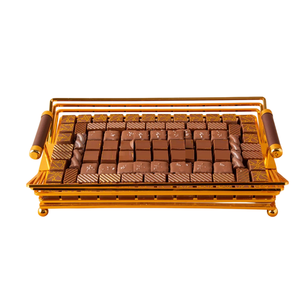 Service de chocolat en métal doré de qualité exclusive plaqué avec support floral Design attrayant Plateau de service de bonbons au chocolat - Product Image 5