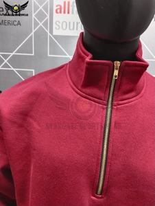 Sweat-shirt à demi-zip en molleton 100% coton personnalisé, sweat-shirt à quart de zip, sweat-shirt à manches longues surdimensionné avec logo sur le devant - Product Image 2