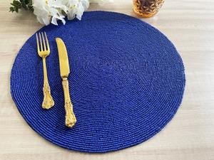 Factory Wholesale Custom Cute Blue Yellow Pineapple Beaded <b>Placemats</b> Mug Rug Coaster Custom Design - Product Image 2