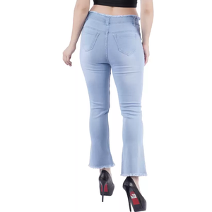 Pantalones vaqueros lavados de pierna ancha rectos de cintura alta con diseño personalizado para mujer, pantalones vaqueros planos transpirables informales con estilo para exportación - Product Image 2