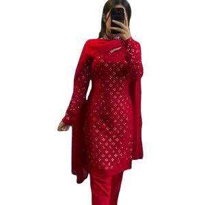 Prêt à Porter Couleur Rose Diwali & Holi Festive Wear O Neck Kitty Party Spécial Vêtements Indiens & Pakistanais - Product Image 1