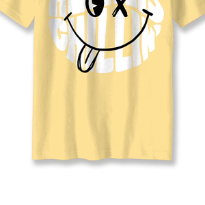 Camiseta Amarilla de Manga Corta para Hombre con Estampado Frontal Sólido, Cuello Alto Informal, Corte Holgado, Algodón Jersey de Secado Rápido - Product Image 4