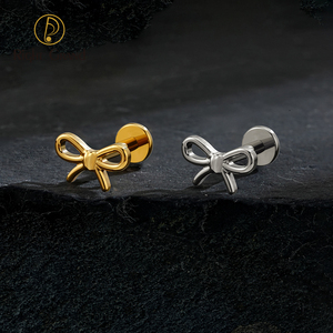 Bow Knot Flat Back Earring for Cartilage Helix Tragus Lobe 16G Titanium Internal Thread <strong>Tiny</strong> Knot Ear Piercing <strong>Nose</strong> <strong>Stud</strong> - Product Image 3