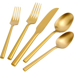 Couverts de salle à manger martelés élégants ensemble de couverts en acier inoxydable haut de gamme finition miroir doré pour restaurants maisons hôtels mariages - Product Image 6