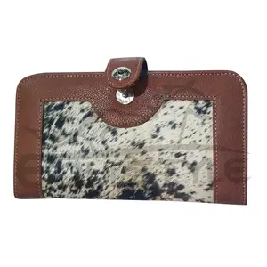 Women Leather Cowhide Pouch Wristlet Brown Clutch Ladies Wallet Purse Cowgirl Style Customize Brown Wristlet Wallet
