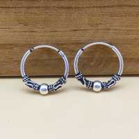 925 Sterling Silver Bohemian Cartilage Hoops Handmade Fine Jewelry Boucles d'oreilles Minimaliste Artisan Bali Style Unique Oreille Accents