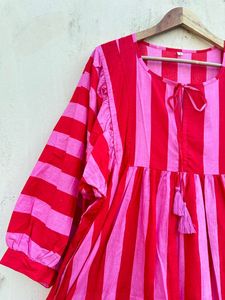 Summer Midi Mini <b>Dress</b> for Women Girls Block Print Cotton Deep Neck String Close Loose Bohemian <b>Hippie</b> Bohemian <b>Wedding</b> <b>Dress</b> - Product Image 2