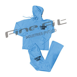 Applique Patch à capuche pantalons de survêtement survêtement hommes deux pièces broderie évasée survêtement Logo personnalisé Gym Jogger - Product Image 1