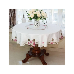 Boho Linen Cut <b>Worked</b> Floral 70x108 Inch Dining <b>Table</b> Cover GOTS Certified Soft Texture Relaxed Drape FOB Shipping Terms - Product Image 1