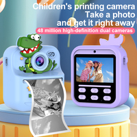 Cámara Digital Instantánea para Niños, Pantalla IPS de 2.4 Pulgadas, Lente Dual, Cámara para Selfies, Impresora Térmica sin Tinta para Niños