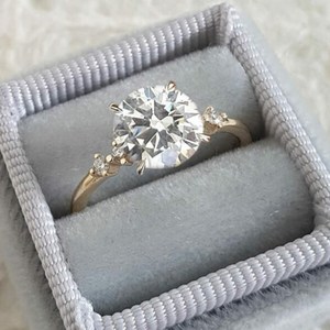 10k or blanc massif coupe ronde laboratoire cultivé bague en diamant mariage broche réglage fiançailles proposition bijoux plaqué or - Product Image 3