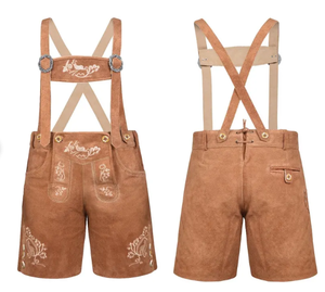 Short de costume Oktoberfest bavarois pour homme de haute qualité 100% cuir véritable Lederhosen Dark Wash-Service OEM disponible - Product Image 3