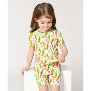 Pyjamas d'été pour filles en viscose de bambou, imprimé floral, ensembles de pyjamas pour femmes avec taille élastique, logo personnalisé, ODM, design durable - Product Image 4