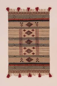 Alfombras Dhurrie tejidas planas hechas a mano Alfombra de lana tejida hábilmente Vista plana por artesanos - Product Image 2