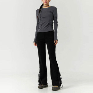 Pantalones de chándal acampanados para mujer, hechos de algodón y poliéster, de alta calidad, ajustados y de gran venta. - Product Image 1
