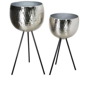 Jardinière en forme de boule en métal noir avec revêtement poudré, décoration de sol pour la maison et le jardin, pots de fleurs en métal cuivré avec support doré - Product Image 3