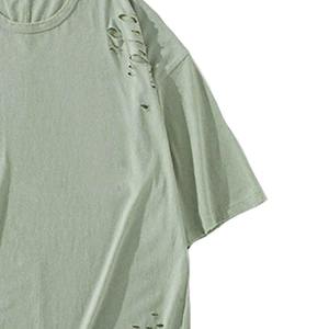 Logo personnalisé T-shirts pour hommes surdimensionnés 100% coton Distressed Ringer manches courtes respirant décontracté vente en gros à la mode été uni - Product Image 5