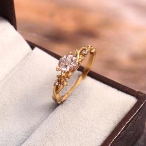 Anillo de morganita de Plata de Ley 925 diseño bohemio clásico con CZ blanco chapado en oro para regalo de aniversario de cumpleaños - Product Image 3