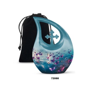 กล่องใส่เถ้ากระดูกสำหรับผู้ใหญ่ลายผีเสื้อสีชมพูขนาดเล็กพร้อมถุงกำมะหยี่ - Product Image 3