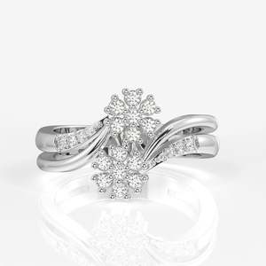 Bague en or 9 carats avec diamant de laboratoire Floral Duo, collection de bagues élégantes en diamant - Product Image 4
