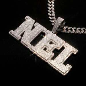 Collar con Colgante Personalizado de Moissanita Totalmente Cubierto de Diamantes, Chapado en Rodio, Joyería Hip Hop, Regalo para Hombres y Mujeres - Product Image 3